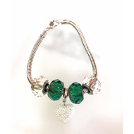 Genuine Swarovski Becharm bracelet in emerald green tone