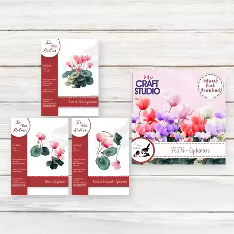 Over the Edge Cyclamen Flower The Month Cyclamen Stems Bouquet Metal Cutting Die Stamp Scrapbooking 