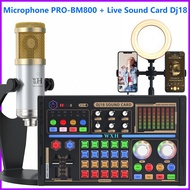Dj18 Live Sound Card + Pro-BM800 Microphone, Mixer for PC Mobile Live Streaming Anchor Laptop/PC/Mob