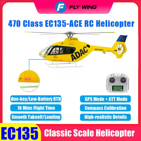 FLYWING EC135 Scale Helicopter ACE Flight GPS 470 class Four blades EC135 RC Helicopter Smooth Takeo