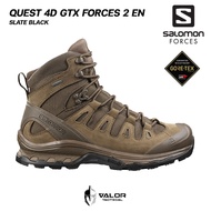 Salomon รุ่น Quest 4D GTX FORCES 2 EN สี slate black รองเท้าผู้ชาย รองเท้าทหาร รองเท้าคอมแบท รองเท้าปีนเขา รองเท้าผ้าใบ รองเท้าลุยโคลน กันน้ำ