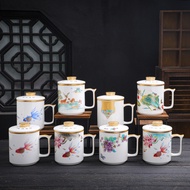 Office Cup Tea Cup Ceramic Water Cup Office Business Tea Cup with Lid and Saucer Business Conference