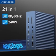 ACASIS 40Gbps Thunderbolt Hub 21 in 1 USB C Docking Station 8K/60HZ 240W Input Power 90W Output USB 