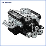 ♥Shoppnew♣  V8 Gas Engine Kit Small-Block Engine Model Gasoline Ohv V8 Model Engine (Black)