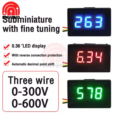DC 0-300V DC 0-600V 0.36" LED Digital Voltmeter Voltage Meter Volt Instrument Tool Display 110V 220V
