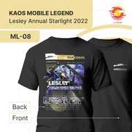 Kaos MLBB LESLEY ANNUAL STARLIGHT Mobile Legends Lengan Pendek Hitam Combed 24s Distro MM Marksman