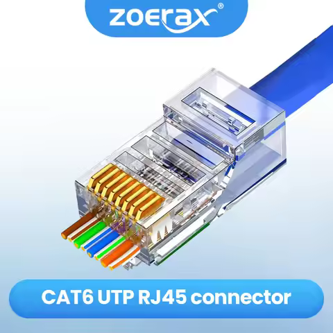 ZoeRax 30/50/100PCS RJ45 Cat6 Cat5E Pass Through Connector UTP RJ45 Modular Plug 1.1/1.2mm Hole for