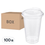 Tamsaa PET透明塑膠杯 + 咖啡杯蓋  470ml  100個