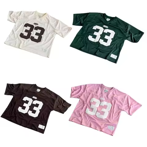 Y2K T Shirt Mesh Jersey Quick Dry Number 33 Football Sports Wear Streetwear Oversized T Shirt Men Wo