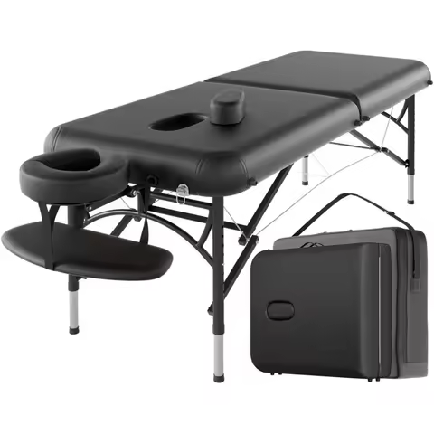 84 2-Fold Portable Massage Table, Height Adjustable Aluminium Leg Tattoo Spa Bed, 1100 LBS Load Bear