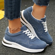 Comfortable Platform Denim Sneakers for Women Plus Size 43 Lace-Up Women's Sports Shoes Lightweight 