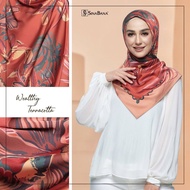 Tudung Bawal Square Blooming SinaBana | Matte Satin Silk | Bidang 45 |  Bawal Ironless | Ready Stock