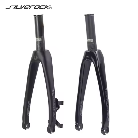SILVEROCK MINI-01D Carbon Fork 16" 1 3/8 1 1/4 349 Caliper Disc Brake 74mm 100mm Thread Nut for Gust