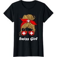 Men's cotton T-shirt Swiss Girl Woman Sunglass Swiss Pride Swiss Flag Switzerland T-Shirt Fast Shipp