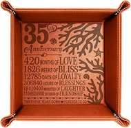 KATE POSH 35 Years of Marriage Engraved Leather Catchall Valet Tray, Our 35th Wedding Anniversary, 3