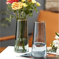 Vase Glass Light Luxury Glass Vase Transparent Gold Painting Living Room Aquatic Flower Arrangement Dried Flower Net Red