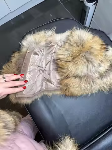 5-9 Months Baby's Real Fox Fur Coat and Real Raccoon Fur Coat Autumn and Winter Warmth Natural Fox B