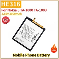 HE316 High Quality Phone Battery 3.85V 3000mAh For Nokia 6 TA-1000 TA-1003 Brand New Replacement Bat