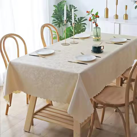 Kitinjoy Rectangle Tablecloth Waterproof Duty Vinyl Table Cloth Wipeable Washable Table Cover For Ki