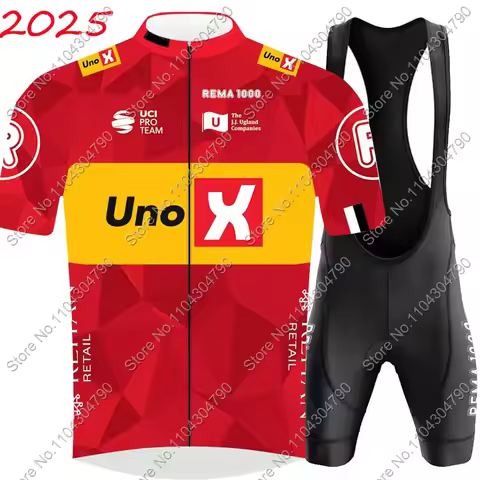 2025 UNO X Pro Team Cycling Jersey Set Summer Cycling Clothing Men's Kit Road Bike Shirts Suit Bicyc