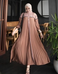 Maxy Dress Aleeana Dress Prisket dress Size L-XL bahan jersey prisket kombi knit mango kancing 2 ata
