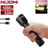 ไฟฉาย Mijomi A6ความสว่างสูง1000ลูเมนระยะลำแสง228เมตรไฟฉาย Samsung LED 18650แบบชาร์จไฟได้สำหรับใช้งาน