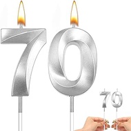 70th Birthday Candles Silver 70th Birthday Cake Topper Happy 70th Birthday Decorations Number Candle