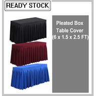 6 x1.5 FT Pleated Box IBM Table Cover Skirting Meja Hotel Wedding Banquet Event Skirt Cloth Kain