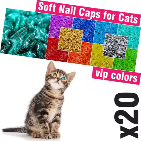 20pcs Soft Nail Caps for Cats + 1x Adhesive Glue + 1x Applicator /* XS, S, M, L, cover, cat, paw, cl