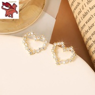 18k saudi gold pawnable legit Heart-shaped diamond-set stud earrings light luxury temperament peach heart geometric earrings women