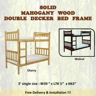 HERA Mahogany Solid Wooden Single Size Double Decker Bed Frame
