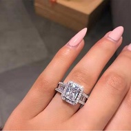 18K White Gold Ring Fashion Women's 925 Sterling Silver Natural White Sapphire Ring Bridal Wedding Princess Engagement Diamond Ring Christmas Gift Accessories Jewelry