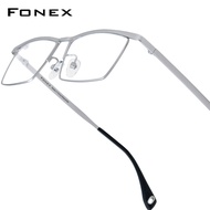 FONEX Pure Titanium Eyeglasses Frame Men Brand Design Square Glasses Ultralight-Weight Korean Japane