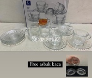 DISKON GELAS SET CLASSIC 12 PCS FREE ASBAK KACA / GELAS SET CLASSIC 6 GELAS 6 TATAKAN / GELAS MINUM/