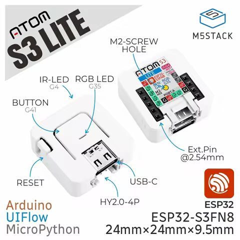 M5Stack Official AtomS3 Lite Atom Series ESP32-S3FN8 Programmable Controller 8M Memory Wi-Fi Develop