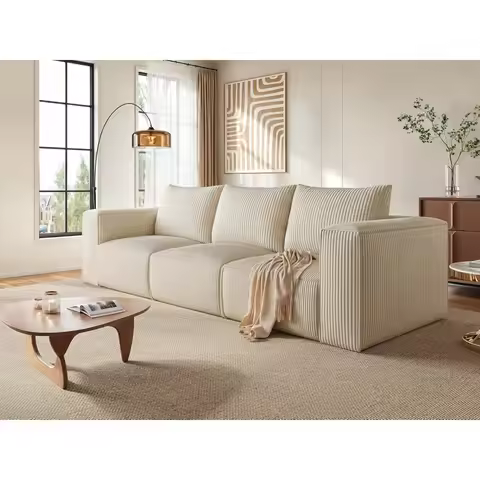 Oversized Deep Modular Sectional Sofa, Cloud Couch 3-Seat Sofa with 3 Pillows, Corduroy Sectional Co
