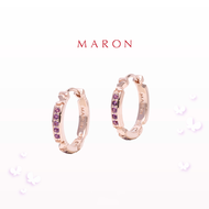 MARON - Happy Sign Huggie Earrings with Amethyst เงินแท้925 พลอยแท้