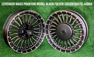 LEIVENGER MAGS 22 SPOKE FOR YAMAHA AEROX BLACK SILVER WITH GOLD BOLTS