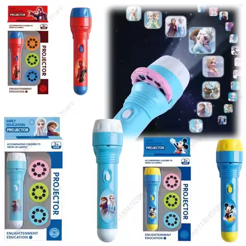 Projection Flashlight Toys Cartoon Lights Spiderman Mickey Frozen Pattern Game Early Childhood Proje