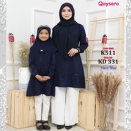 | NAVY BLUE | BAJU TSHIRT MUSLIMAH QAYSARA | BAJU SEDONDON IBU &amp; ANAK | IRONLESS | TANGAN BERCEKAK