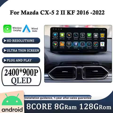 For Mazda CX-5 2 II KF 2016 - 2022 QLED 2400*900P Android 15 12.3 inch Car Raido Multimedia Player G