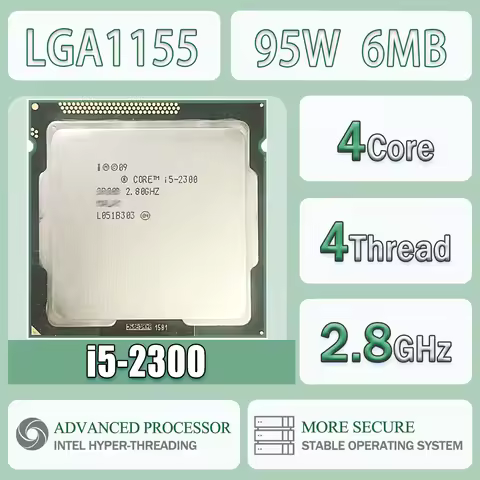 Intel Core i5-2300 4 Core 4 Thread 2.8GHz 95W 6MB Cache 32nm Sandy Bridge DDR3-1333/1066 MHz SR00Q L
