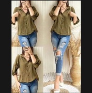 MEYRA TOP BLOUSE ATASAN CRINKLE PREMIUM//ATASAN BLOUSE WANITA KOREAN STYLE//ATASAN CROP BUSUI//KEMEJ