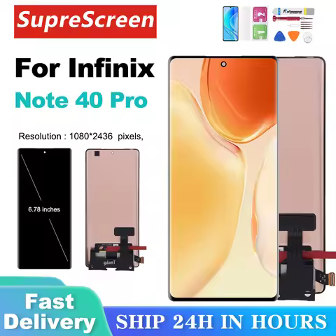 For Infinix Note 40 Pro 4G / 5G LCD X6850 X6851 LCD Display Touch Screen Digitizer Assembly Replacem