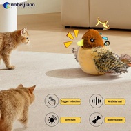 NOBELJIAOO Interactive Cat Toys Flying Bird Cat Toy Flapping Wings Sparrow Toys Vivid Chirping Simul