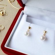 Akoya珍珠 心型 耳環 18K金 海水Akoya珍珠 日本製造 珍珠耳環
