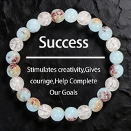 Symbol Help Success 8mm Beads Stone Bracelets Handmade Bangle Unisex Jewelry