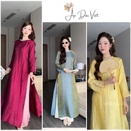 TUONG XUAN Straight Ao Dai, Modernized Ao Dai in Silk Brocade Fabric with Flared Sleeves - Ao Dai CN