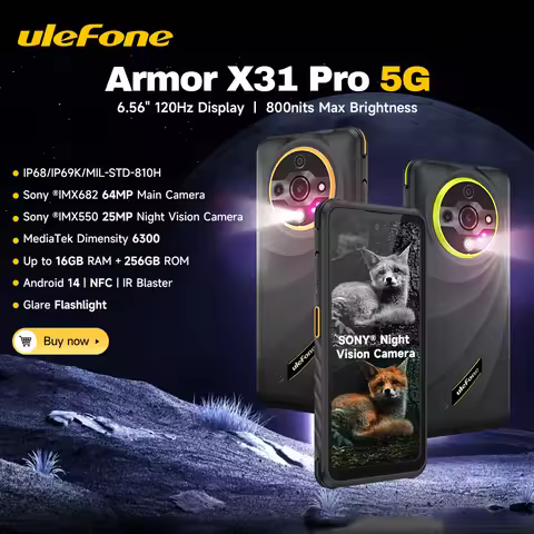 Ulefone Armor X31 Pro Rugged Phone 6.56'' Up to 16GB+256GB 6050mAh NFC Android 14 Smartphone