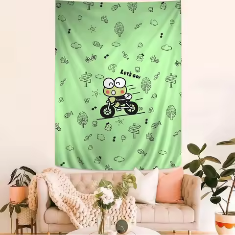 Cute Kero Kero Keroppi Cartoon Tapestry Bohemian Wall Tapestries Mandala Wall Hanging Sheets